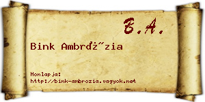 Bink Ambrózia névjegykártya